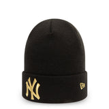 MLB New York Yankees Womens Metallic Logo Cuff Knit Beanie Hat